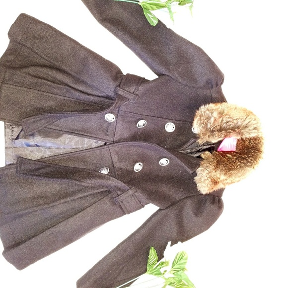 Other - Girls Peacoat with Faux Fur Collar